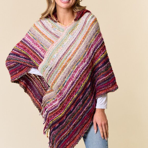 ON BLUE Pink & Ruby Hooded Poncho - Picture 6 of 13